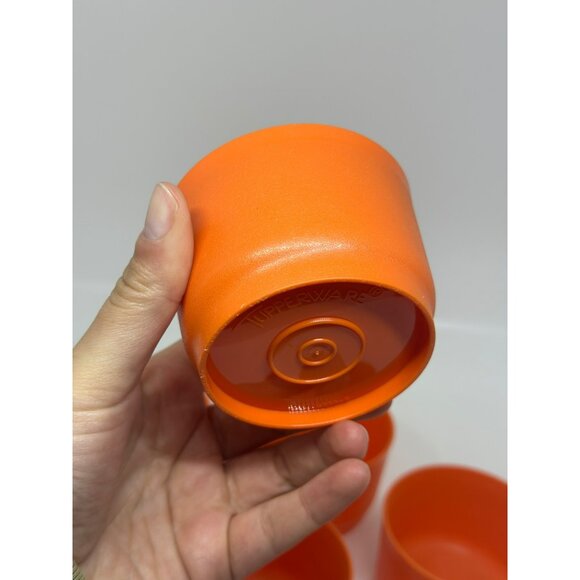 Vintage Tupperware Orange Snack Containers 2"x3" Set of 6 Bowls (No Lids) - Picture 5 of 8